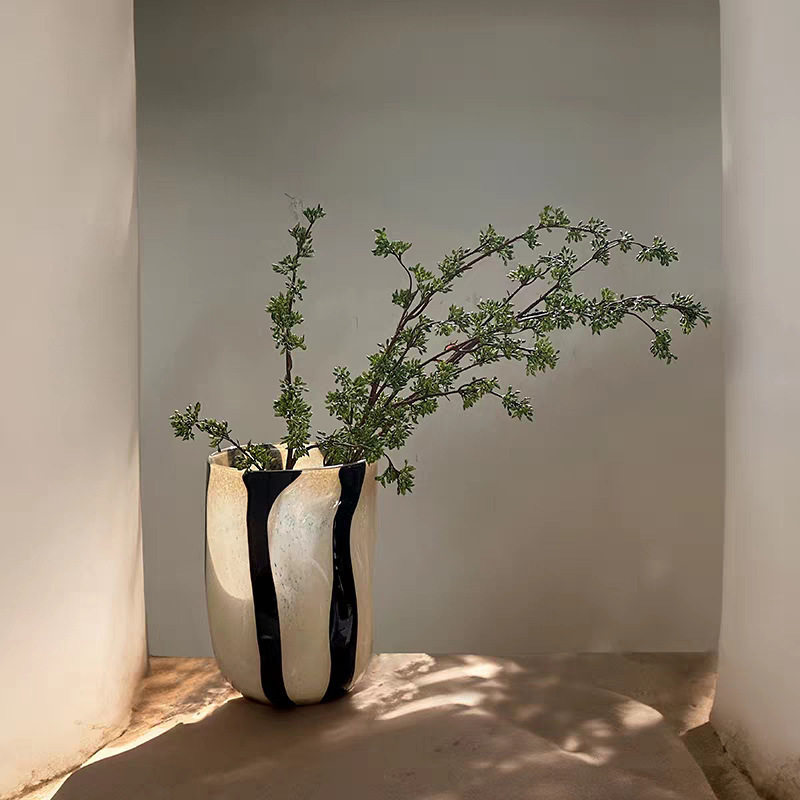 法式复古条纹玻璃花瓶高级感轻奢中古风客厅插花装饰品摆件醒花桶,淘宝优惠券,粉丝福利购,淘宝优惠卷