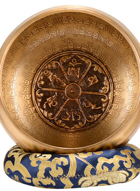 藏村 佛音碗纯铜颂钵佛音钵盂尼泊尔手工铜磬摆件V瑜伽冥想音疗钵