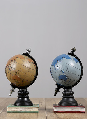 美式复古地球仪小摆件家居u客厅电视柜书房书柜办公室客厅卧室摆