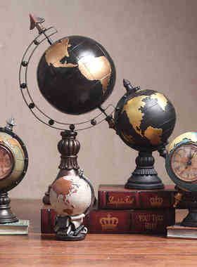 欧式创意复古地球仪摆件客厅办公室高档桌上装饰物T摆设家居装饰