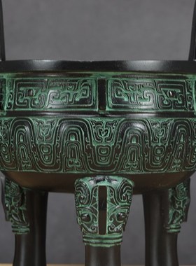 铜鼎摆件工艺品纯铜青铜器鼎大克鼎圆鼎客L厅办公室装饰品开业礼