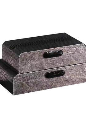 高级感意式轻奢收纳盒皮质相框设计师款家居软装饰品摆件桌面摆台