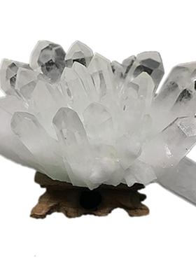 天然黄绿白水晶簇摆件消磁观赏原石矿石标本家居客厅办公室装饰品