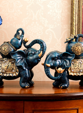 精选欧式招财大象摆件装饰品电视柜创意软装办公室工艺摆设开业礼
