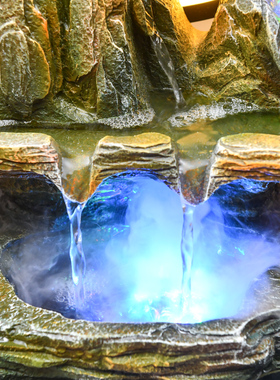 精选新中式迎客松山水盆景摆件客厅桌面玄关假山流水喷泉开业乔迁