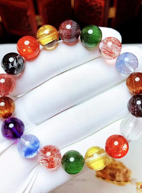 镇店之宝天然多宝水晶手链金发晶草莓晶超七钛晶红兔毛手串定制