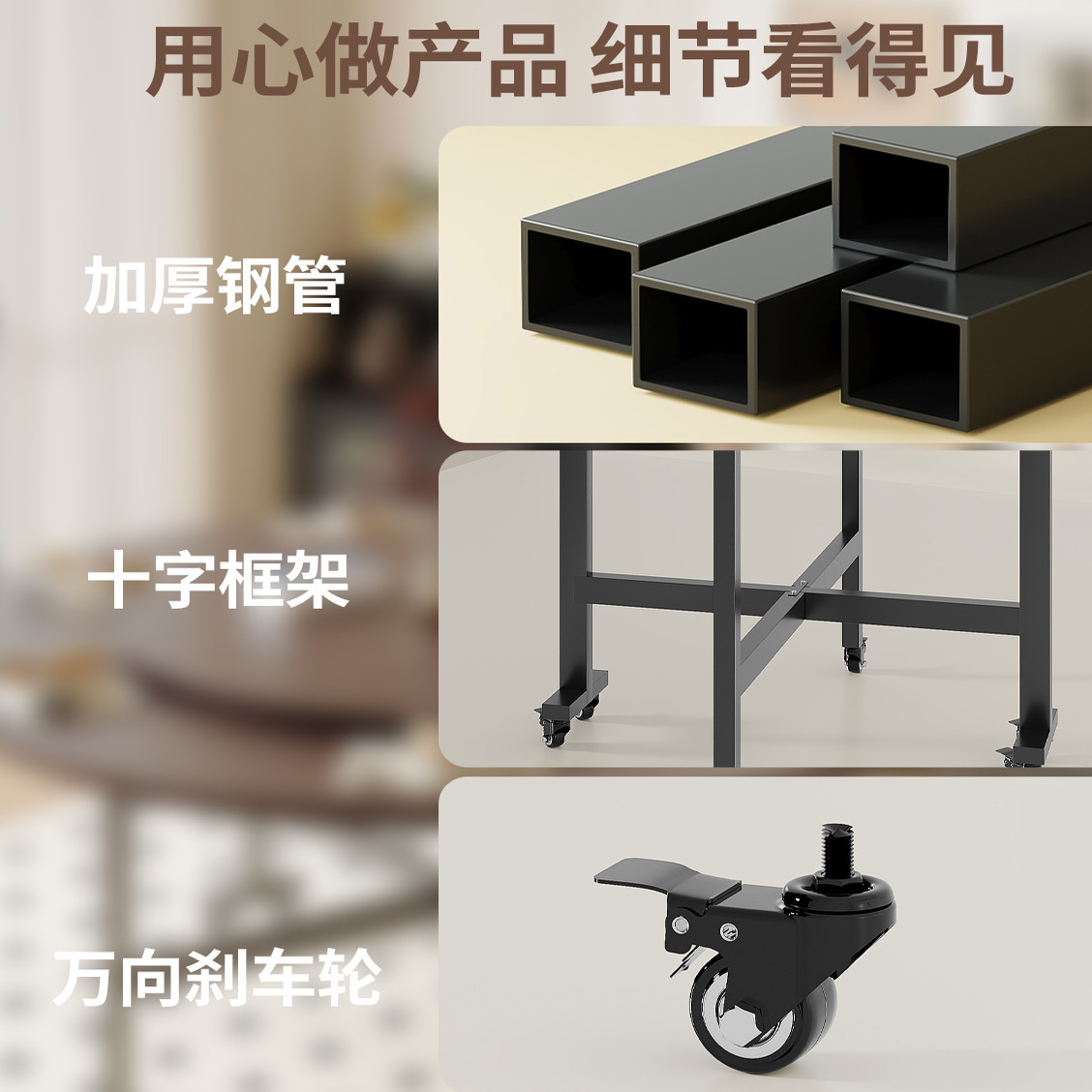 可折叠餐桌家用小户型餐厅吃饭桌子出租房用大圆桌简易中古风饭桌,淘宝优惠券,粉丝福利购,淘宝优惠卷