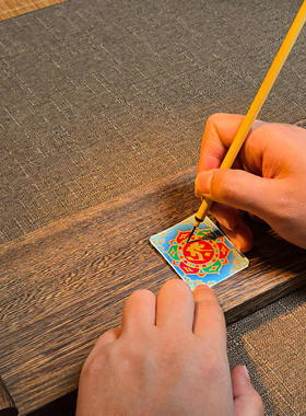 虚空藏(牛虎)小唐卡手绘diy吊坠项链西藏手绘手工成人礼物车挂件