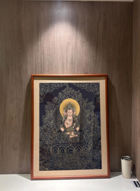 西藏手绘生肖本命佛描金唐卡
