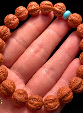 京八棱手串野生文玩小核桃手持龙纹桃核雕刻桃木手链桃胡粗筋八棱