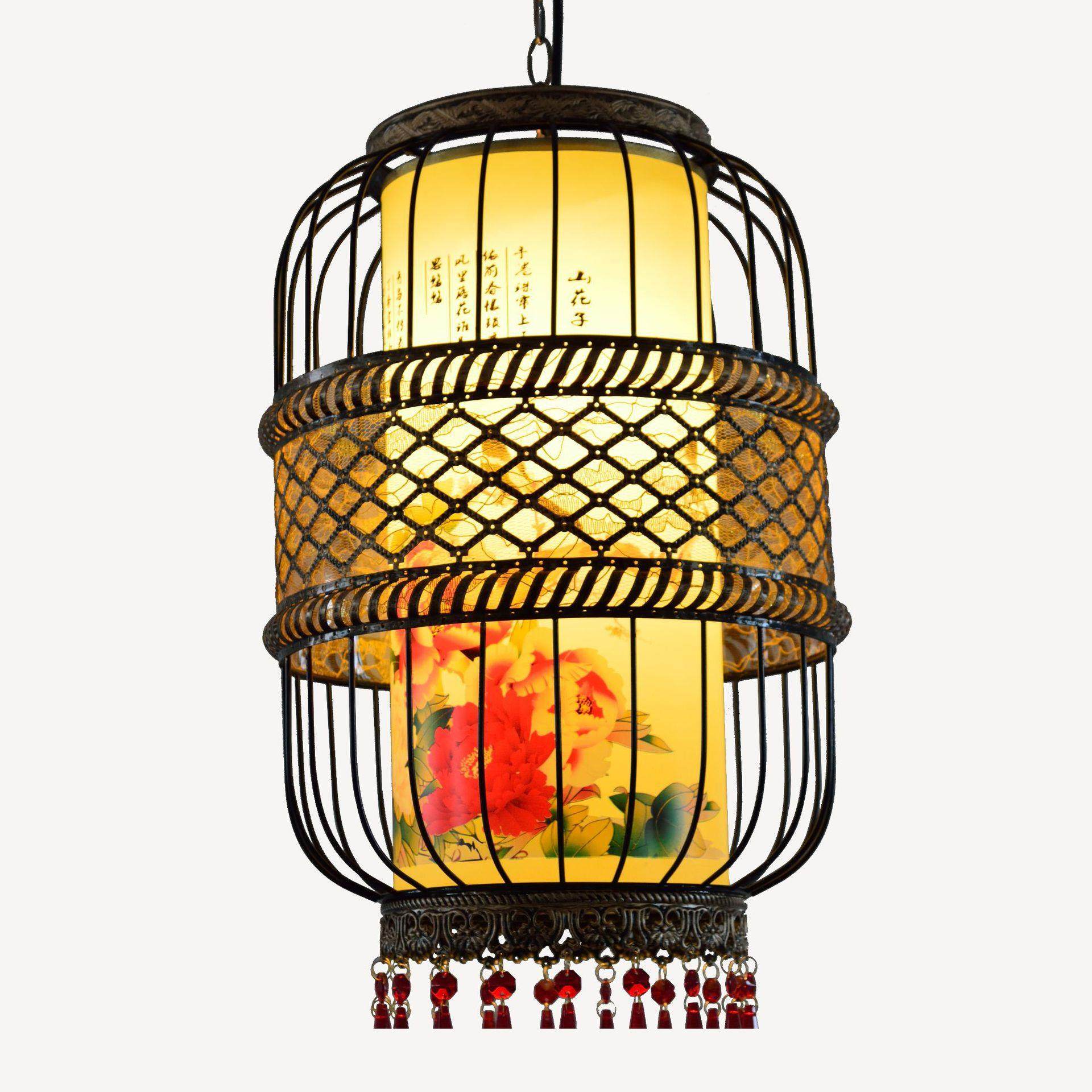 中式吊灯铁艺鸟笼灯饰仿羊皮灯笼吊灯创意餐厅火锅店酒店工程灯具,淘宝优惠券,粉丝福利购,淘宝优惠卷