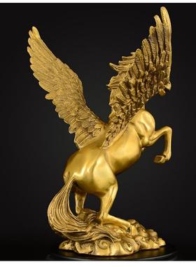 纯铜大号马摆件马到成功工艺品摆设办公室招财装饰品飞马铜马跃马