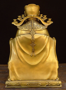 纯铜财神爷铜像摆件黄铜文财神佛堂店铺开业家用供奉神像财神爷