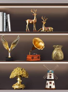 酒柜家居装饰品创意摆件桌面电视柜玄关办公桌轻奢高档书架新中式