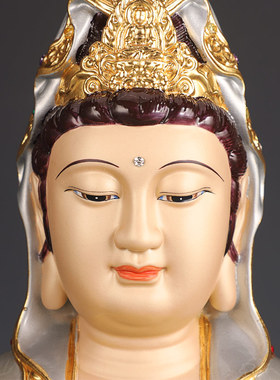 台湾珐琅贴金观音佛像供奉家用纯铜观音像观世音菩萨观音菩萨摆件