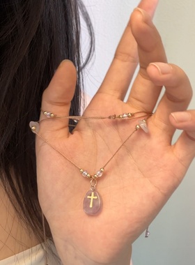 【羊悠悠】十字架吊坠项链女新款小众设计简约优雅百搭高级感锁骨
