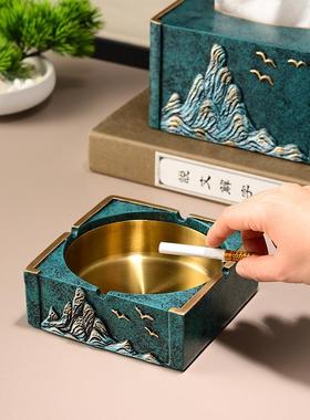 新中式假山纸巾盒客厅茶几收纳桌面摆设烟灰缸抽纸盒摆件中式摆件