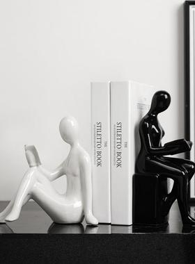 现代简约人物书档书靠摆件轻奢高级感办公室客厅桌面装饰品书架