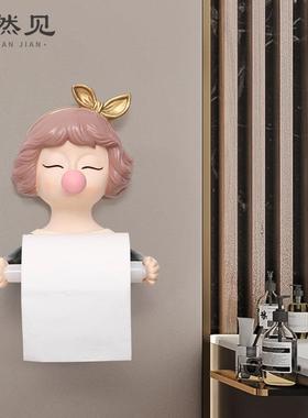 免打孔卡通动物创意家居厕所卷纸架装饰卷纸筒卫生间纸巾盒壁挂式