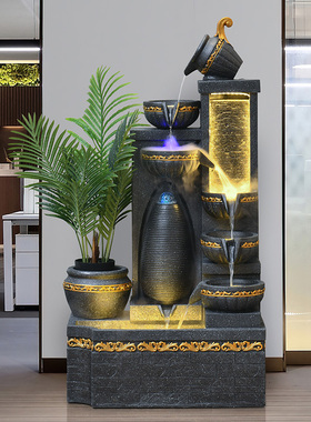 简约流水喷泉玄关家居鱼池造景欧式水幕墙鱼缸公司招财加湿落地