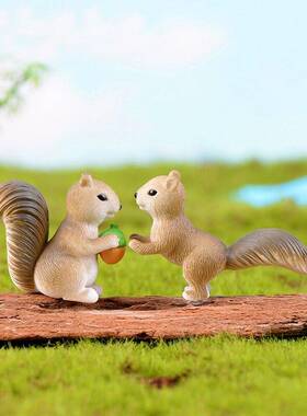 四个款式微景观盆景小摆件仿真小松鼠动物图案迷你造景多肉装饰品
