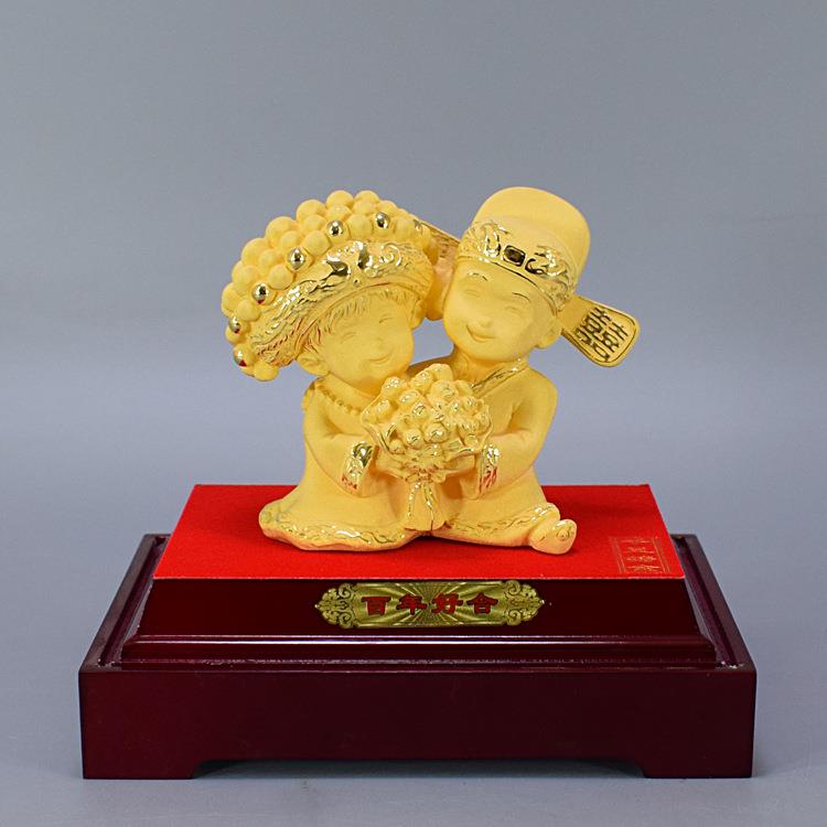 绒沙金新婚结婚礼物送新人闺蜜创意公仔实用周年纪念日摆件装饰品 - 图1