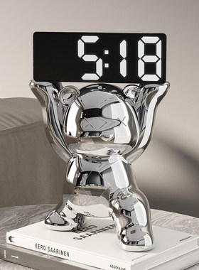 创意熊桌面台式数字钟表摆放电子钟闹钟学生时钟卧室客厅摆件