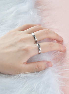 DVNRR萌趣同心 设计师原创简约双马尾情侣对戒s925银