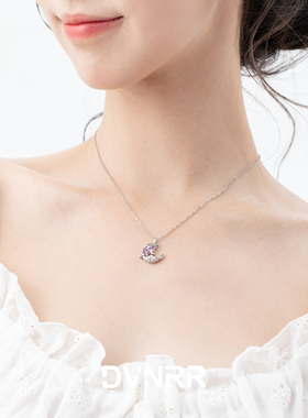 新款月亮蝴蝶送女友生日礼物项链