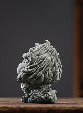 速发青砂石鱼缸造景新意式瑞兽麒麟家居创中国潮精装茶宠品饰品摆