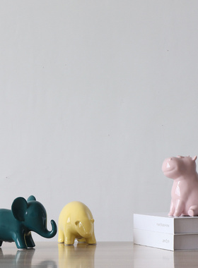 速发风格萌宠陶瓷摆饰整柜酒体橱柜小鹿河马饰极熊小象动物创意装