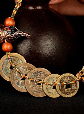 速发铜五钱铜钱挂件六钱葫饰中国结家居客厅房礼装芦摆件门品礼物