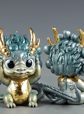 珐琅祥龙摆件纯铜生肖龙年家居饰品礼品禅意国风玄关办公室摆件