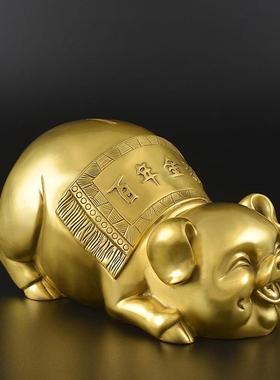 。摆件存钱罐客厅家居饰品招财全铜金猪收银台客厅办公室装饰品风