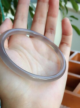 手镯细冰种玉髓玛瑙条圆菸灰灰镯子玉镯天然冰女士镯叮当一风景旧