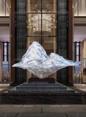 酒店大厅中式铁艺镂空艺术雕塑假山售楼处会所抽象落地摆件装饰