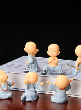 新中式禅意沙弥小和尚摆件博古架酒柜桌面装饰品家居客厅摆设茶宠