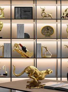 新款北欧轻奢金色办公室工艺礼品摆饰家居摆饰创意客厅酒水柜电视