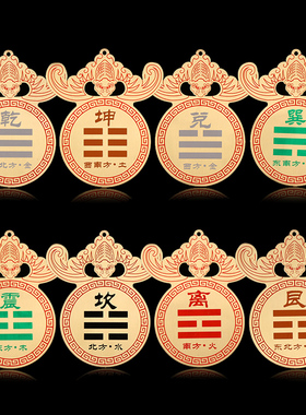 纯铜补角牌八卦镜凸镜挂件室外摆件家用室内房屋缺角补角挂饰挂牌