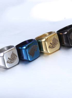 -Personality Retro Punk Laser Wolf Head Stainless Steel Ring