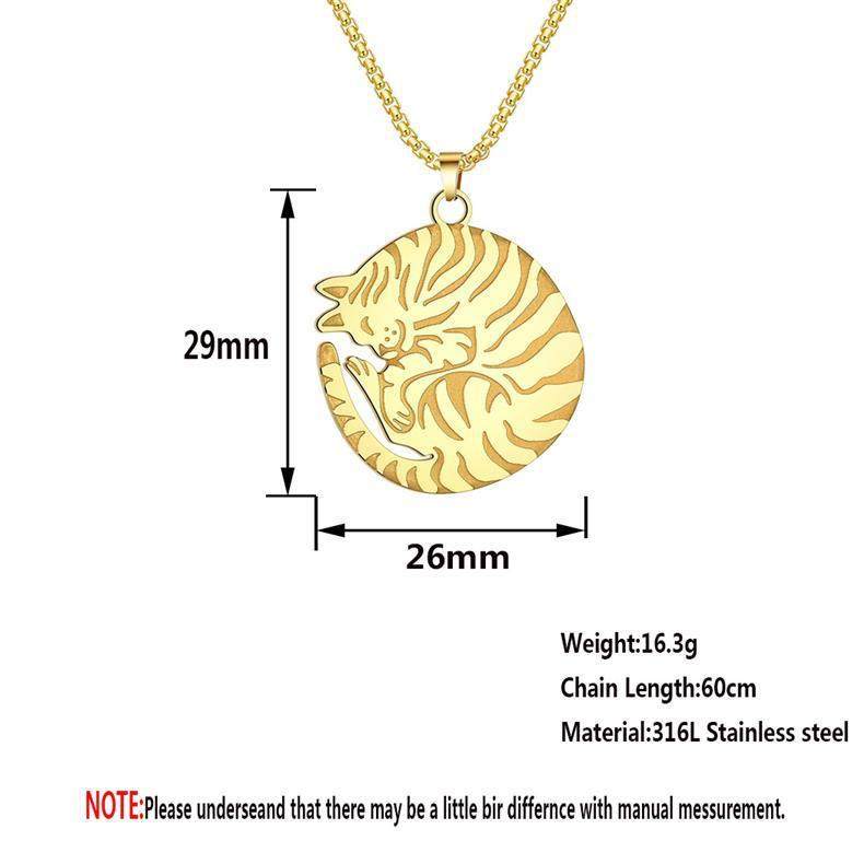 Temu热卖时尚新款可爱的宠物卷曲猫吊坠项链时尚条纹猫咪猫链颈链,淘宝优惠券,粉丝福利购,淘宝优惠卷