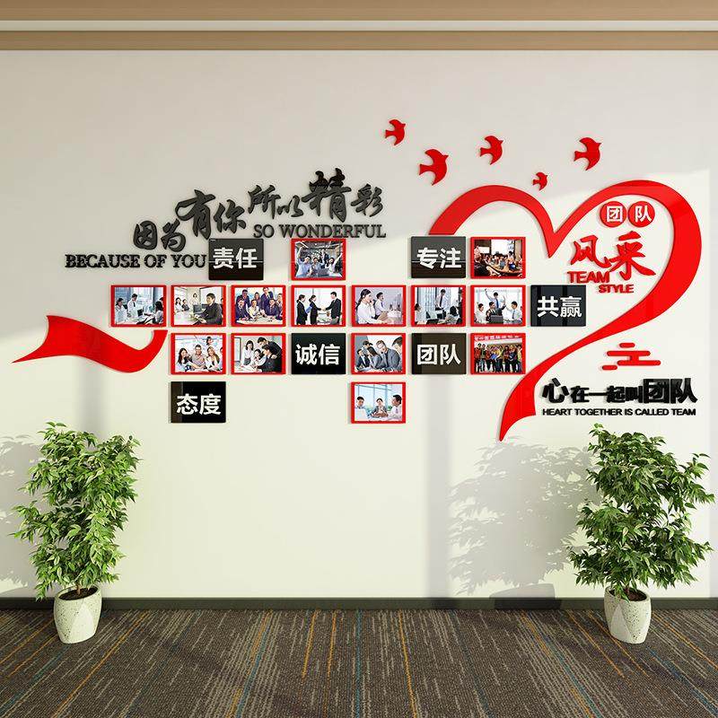 办公室墙面装饰员工风采展示墙公司团队活动剪影照片墙贴企业文化,淘宝优惠券,粉丝福利购,淘宝优惠卷