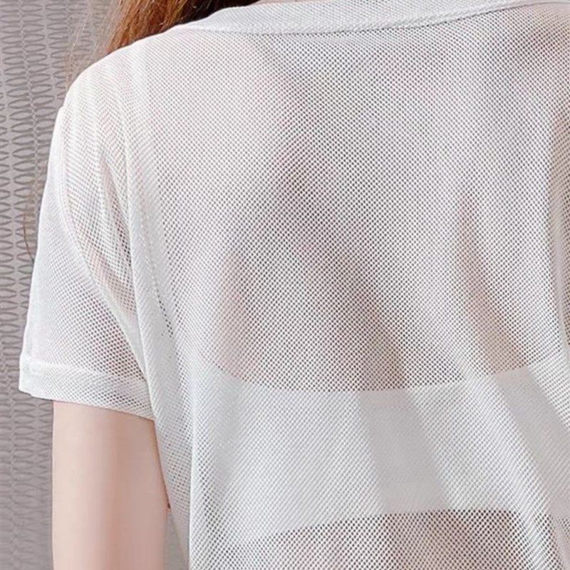 胖MM短款网纱300斤大码女夏薄款吊带裙外搭罩衫短袖上W衣透视t恤,淘宝优惠券,粉丝福利购,淘宝优惠卷