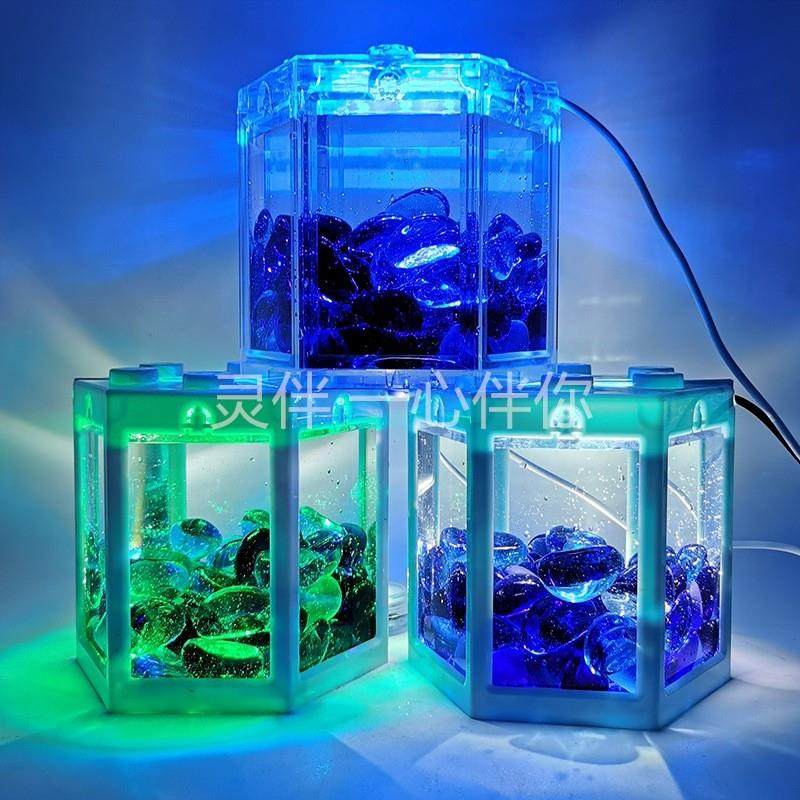 适配泰国生态懒人斗鱼缸迷你小型创意办公室usb鱼缸宿舍桌面小缸,淘宝优惠券,粉丝福利购,淘宝优惠卷