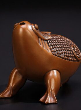 匠泽铜魂 紫铜滴水金蟾文房四宝摆件砚台砚滴水盂磨墨条墨汁加水