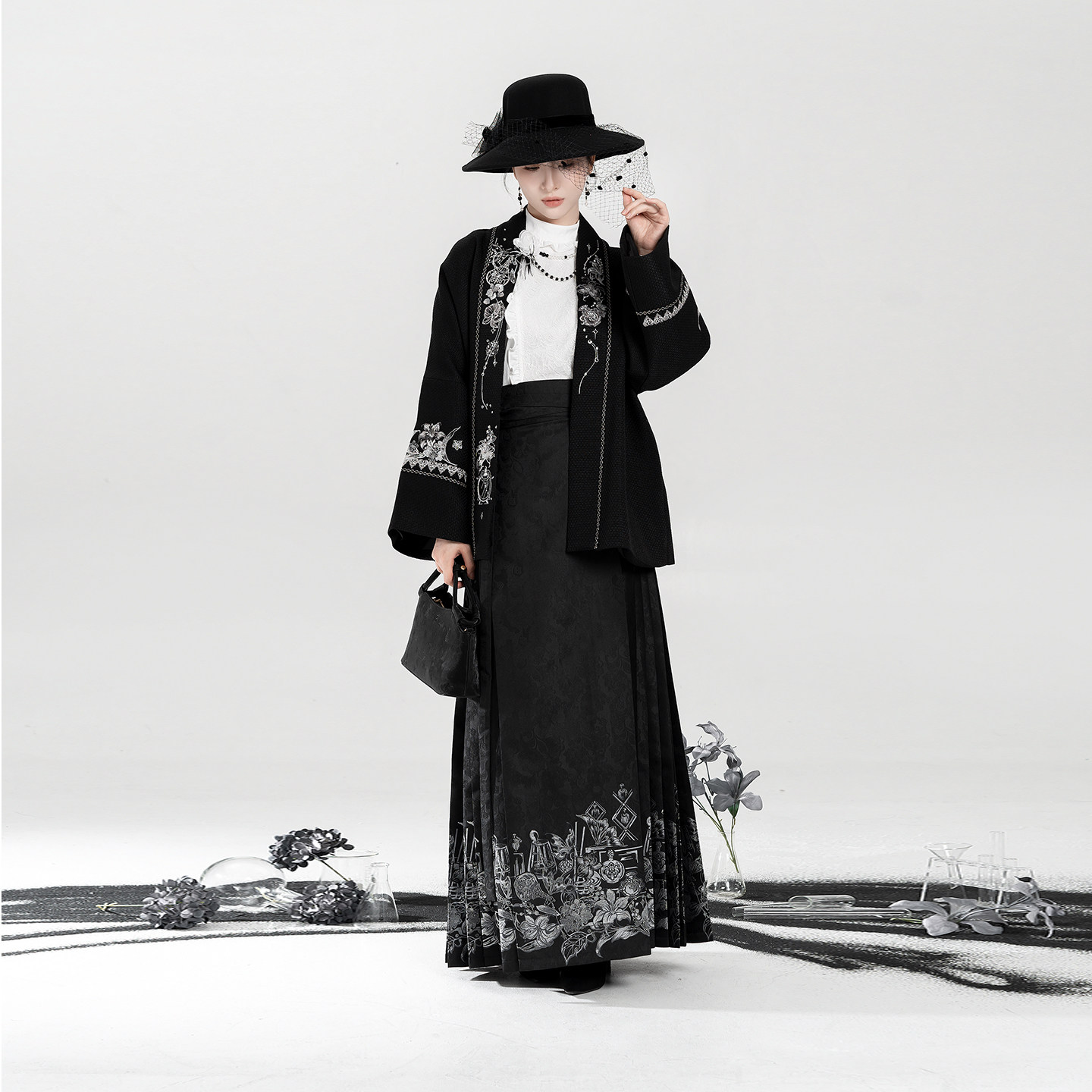 织造司[调香室]新中式对襟外套蕾丝拼接衬衫一片式暗纹织金马面裙,淘宝优惠券,粉丝福利购,淘宝优惠卷