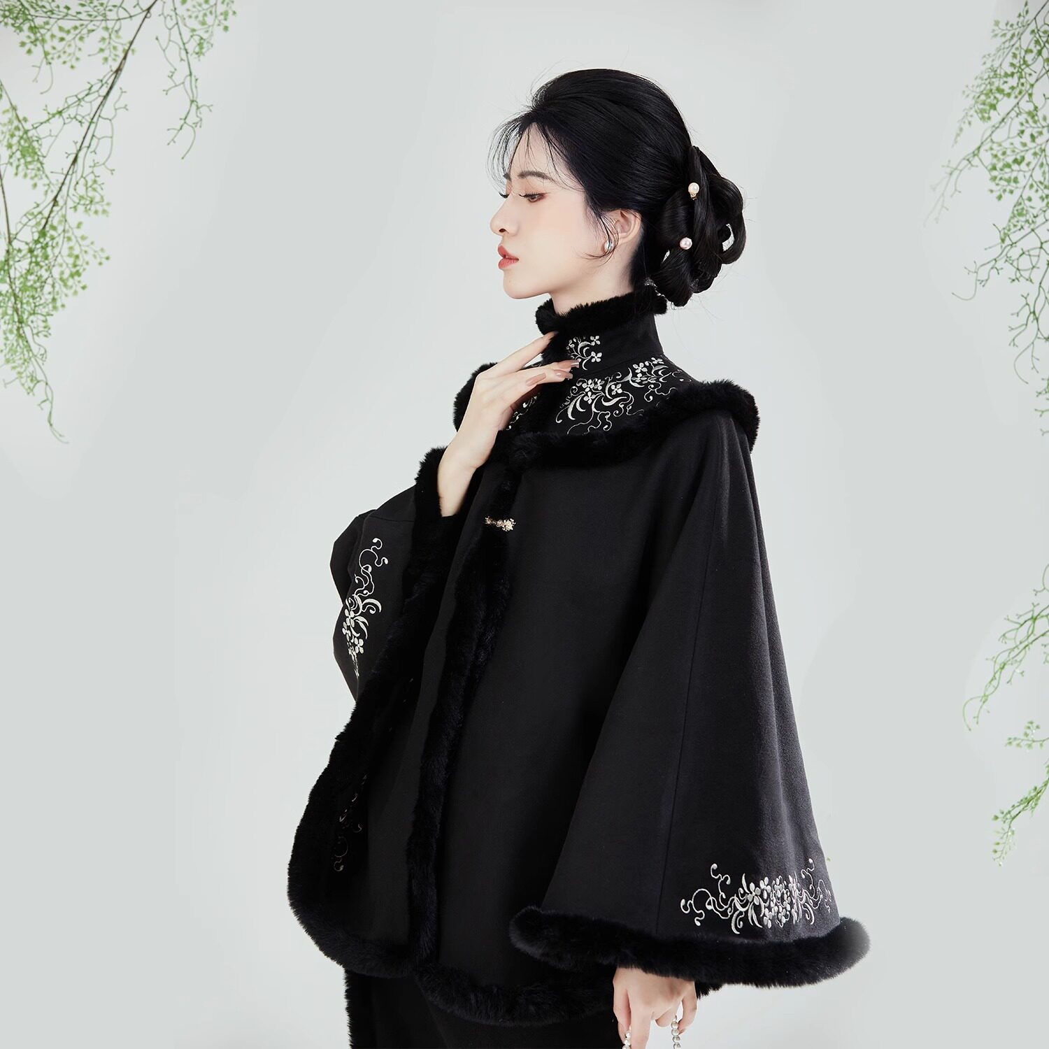 织造司原创宋制汉元素汉服[南枝]斗篷刺绣披肩外套旋裙半身裙秋冬,淘宝优惠券,粉丝福利购,淘宝优惠卷