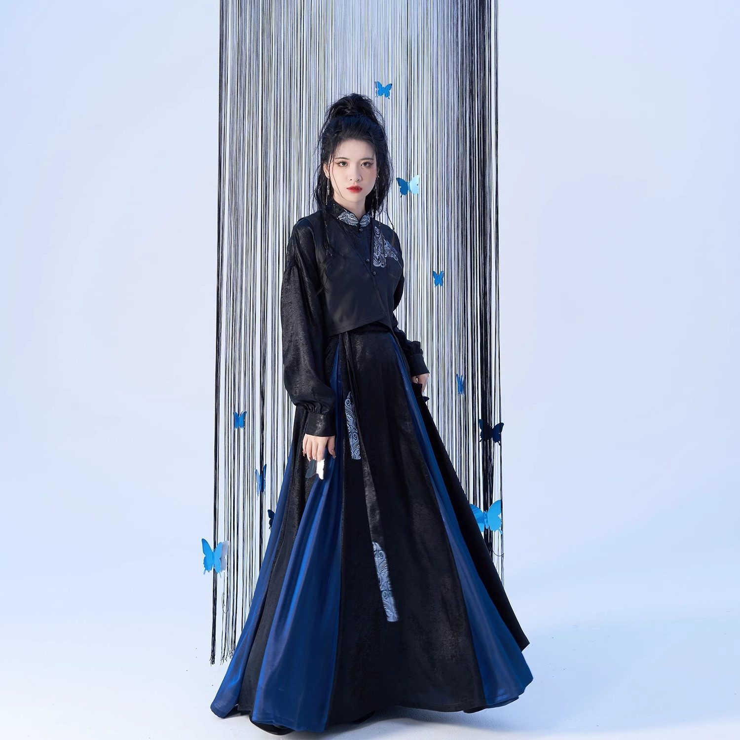 幻蝶织造司原创唐制汉服蝴蝶织金改良立领上衣唐褙子发光缎破裙女,淘宝优惠券,粉丝福利购,淘宝优惠卷