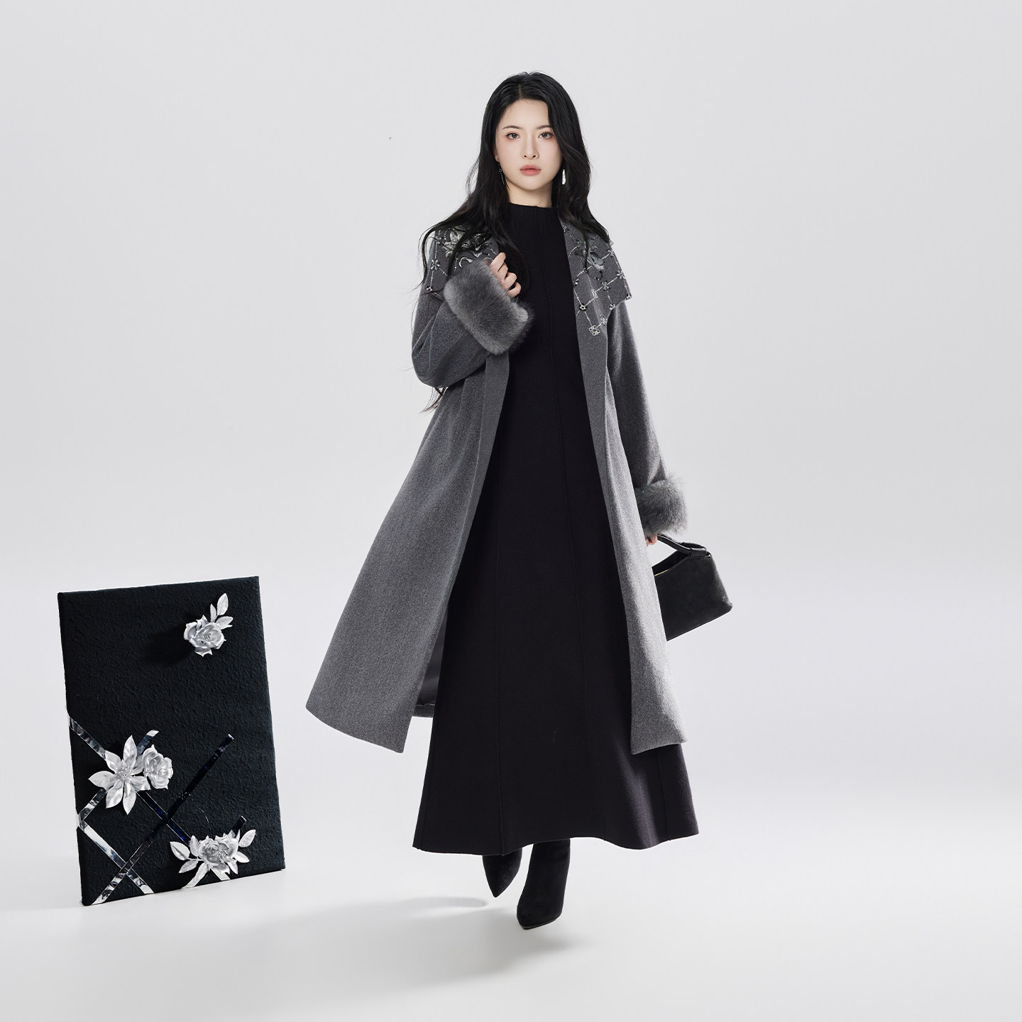 织造司[叙暮]新中式灰色大衣女士外套上衣冬天配大衣的裙子连衣裙,淘宝优惠券,粉丝福利购,淘宝优惠卷