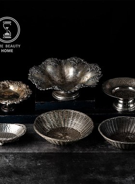 9.5 精 欧式古董复古VINTAGE 镀银N摆件 摄影道具装饰软装